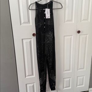 Black Sheer Cutout Body-con jumpsuit
